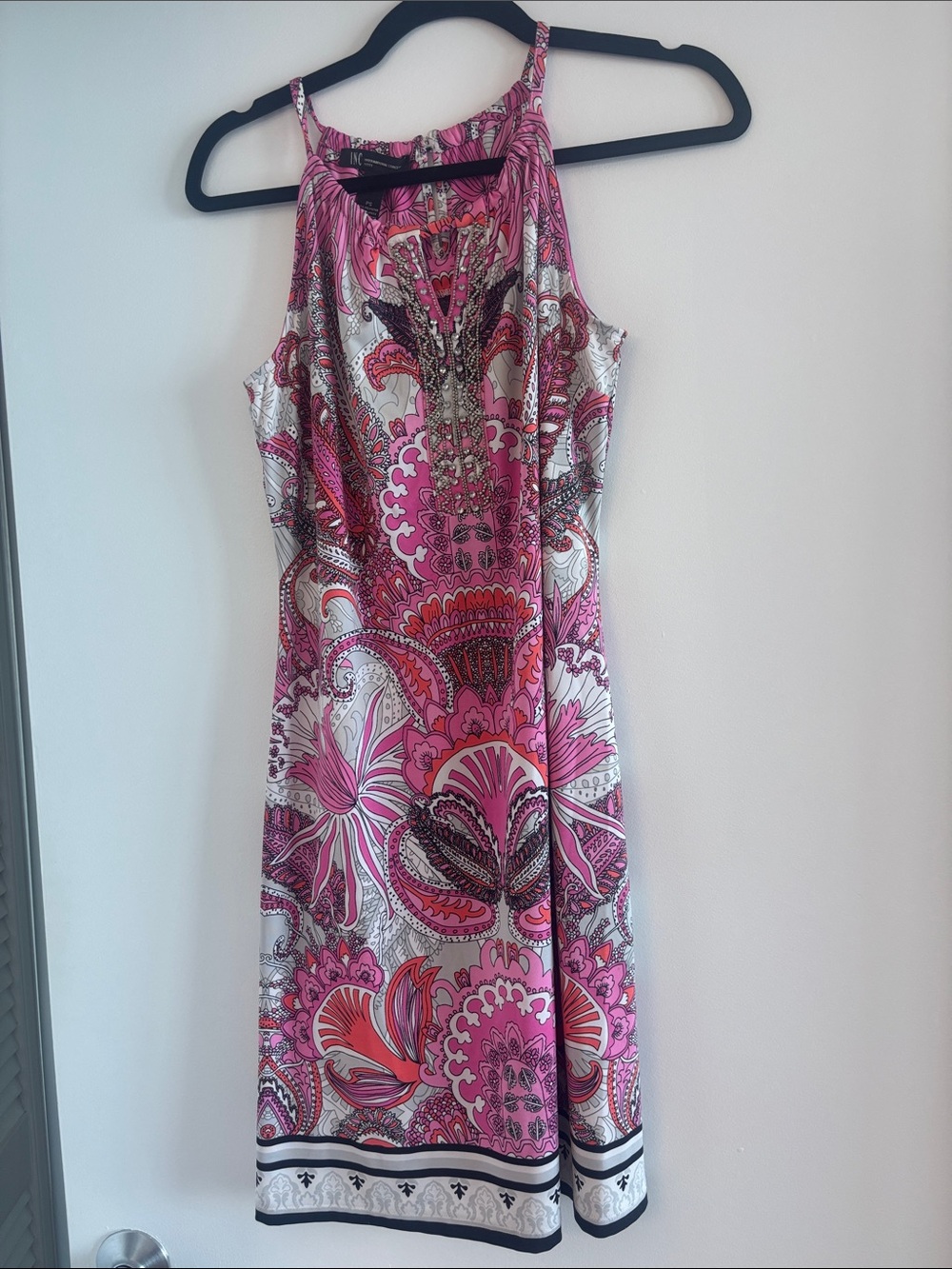 INC International Concepts Pink Paisley Halter Midi Dress